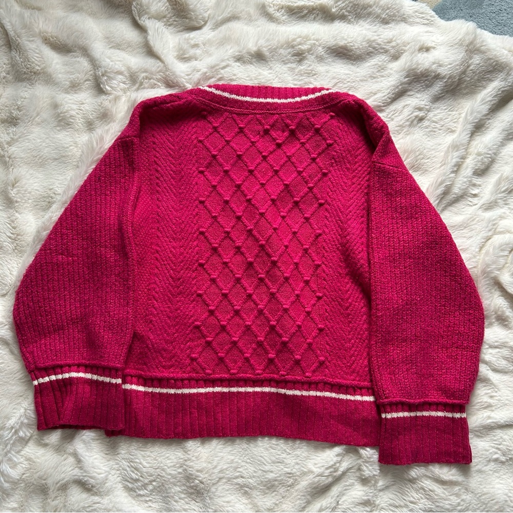 Anthropologie Maeve Hot Pink “Tilly” V-Neck Sweater - Picture 5 of 5
